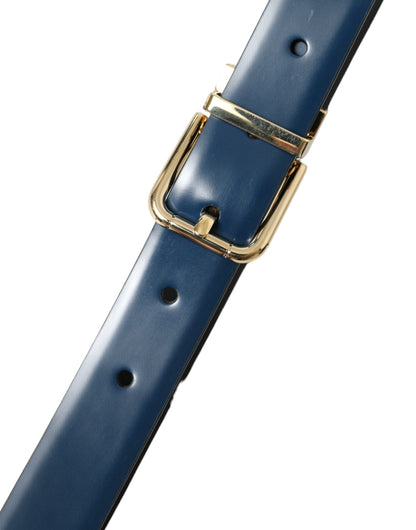 Dolce & Gabbana Elegant Blue Leather Belt with Metal Buckle Dolce & Gabbana