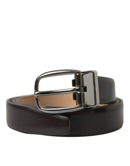 Dolce & Gabbana Elegant Dark Brown Calf Leather Belt Dolce & Gabbana