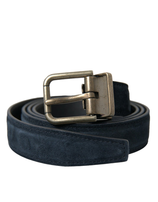 Dolce & Gabbana Elegant Blue Leather Belt with Metal Buckle Dolce & Gabbana