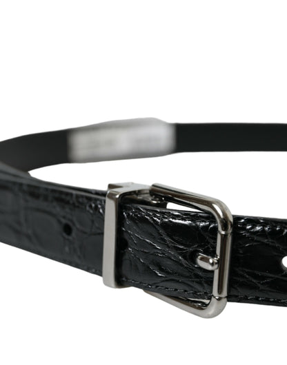 Dolce & Gabbana Elegant Black Leather Belt with Metal Buckle Dolce & Gabbana