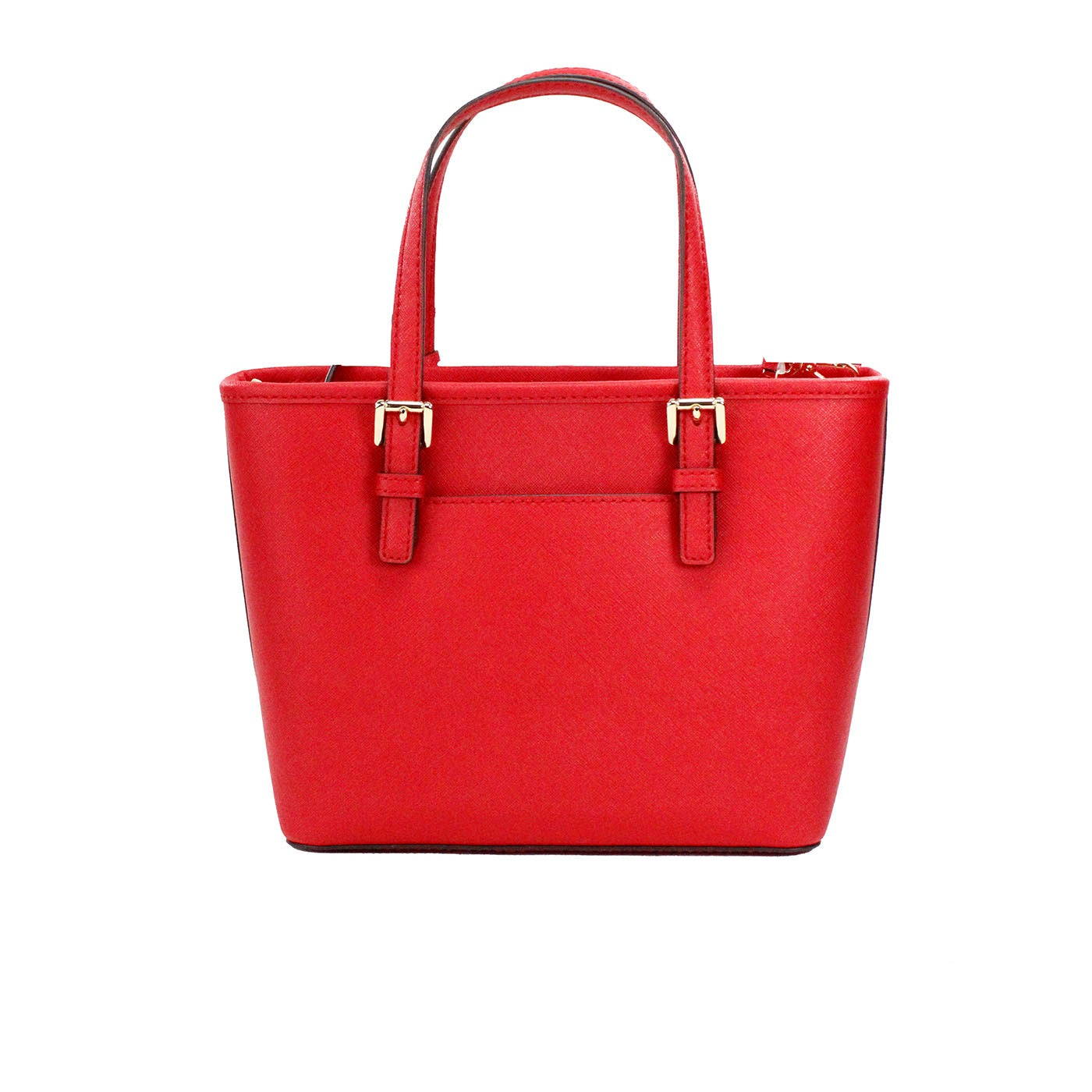 Michael Kors Jet Set Bright Red Leather XS Carryall Top Zip Tote Bag Purse Michael Kors