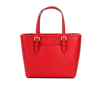 Michael Kors Jet Set Bright Red Leather XS Carryall Top Zip Tote Bag Purse Michael Kors