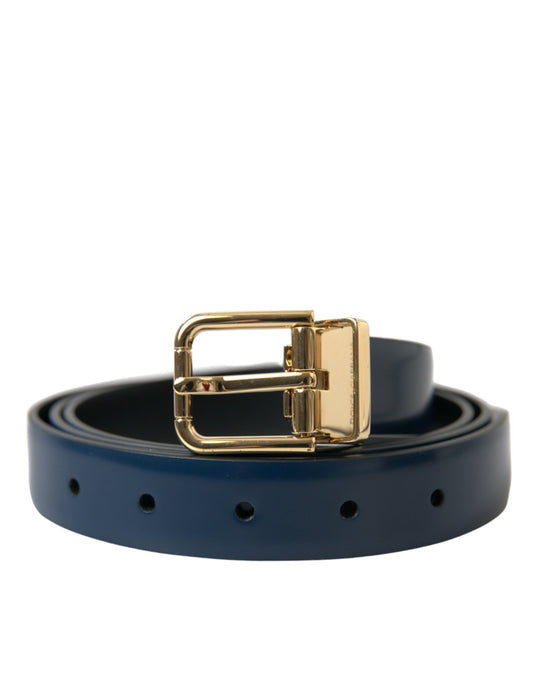 Dolce & Gabbana Elegant Blue Calf Leather Belt Dolce & Gabbana