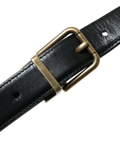 Dolce & Gabbana Elegant Black Calf Leather Belt Dolce & Gabbana