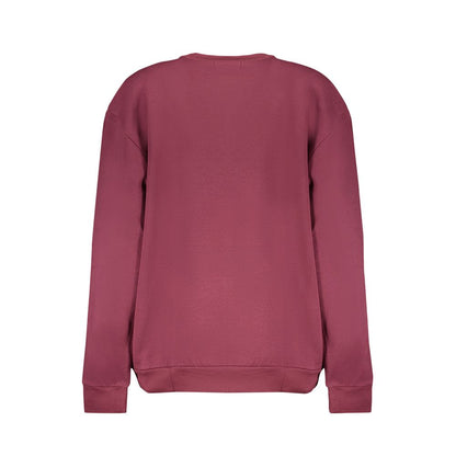 Cavalli Class Purple Fleece Crew Neck Sweatshirt with Logo Print Cavalli Class