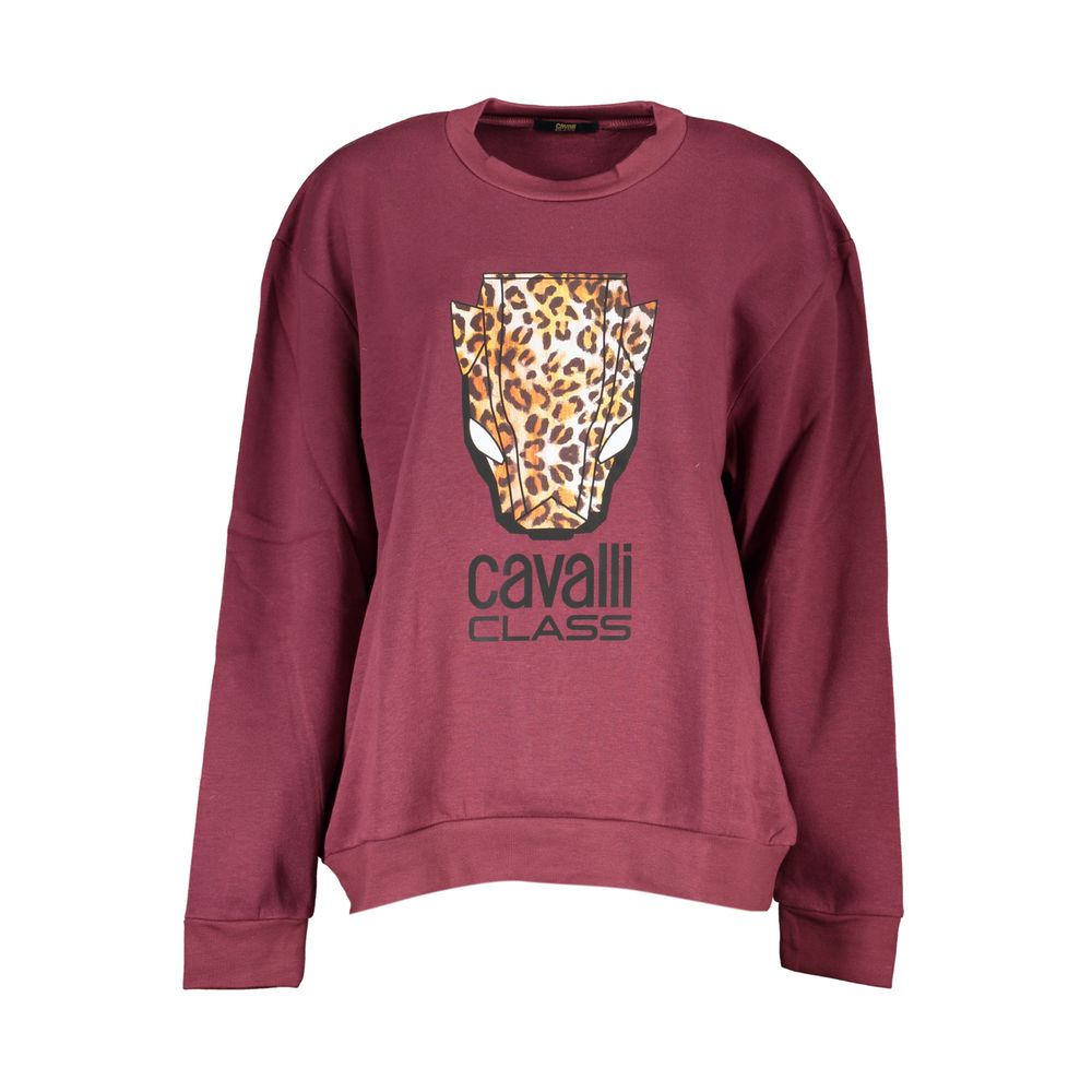 Cavalli Class Elegant Purple Crew Neck Fleece Sweatshirt Cavalli Class