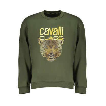 Cavalli Class Elegant Green Fleece Crew Neck Sweatshirt Cavalli Class