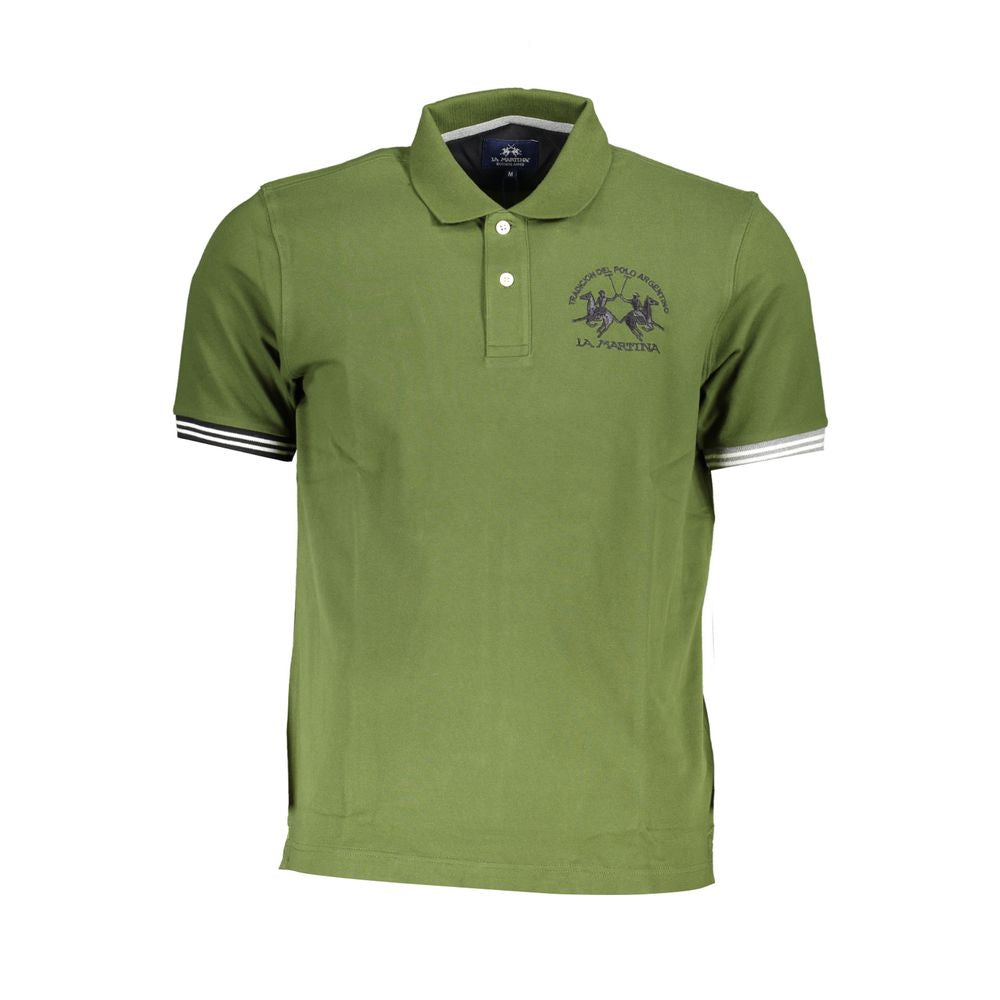 La Martina Chic Green Cotton Blend Polo Shirt La Martina