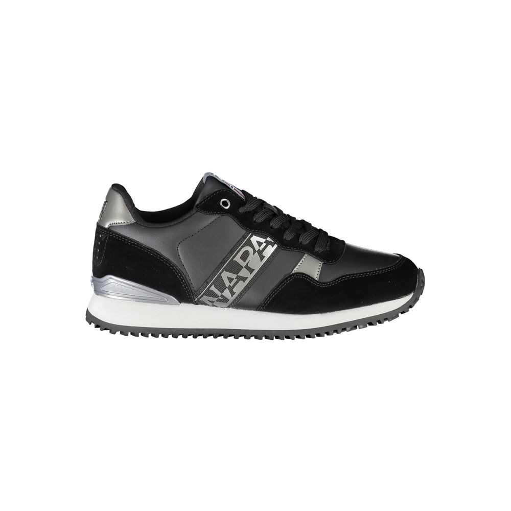 Napapijri Chic Black Lace-Up Sneakers with Contrast Detail Napapijri