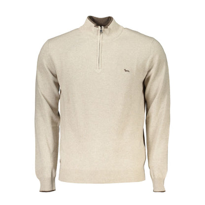 Harmont & Blaine Beige Half-Zip Sweater with Embroidery Detail Harmont & Blaine