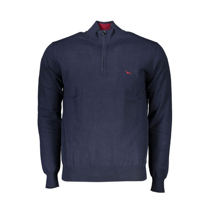 Harmont & Blaine Chic Half-Zip Blue Sweater with Embroidery Detail Harmont & Blaine