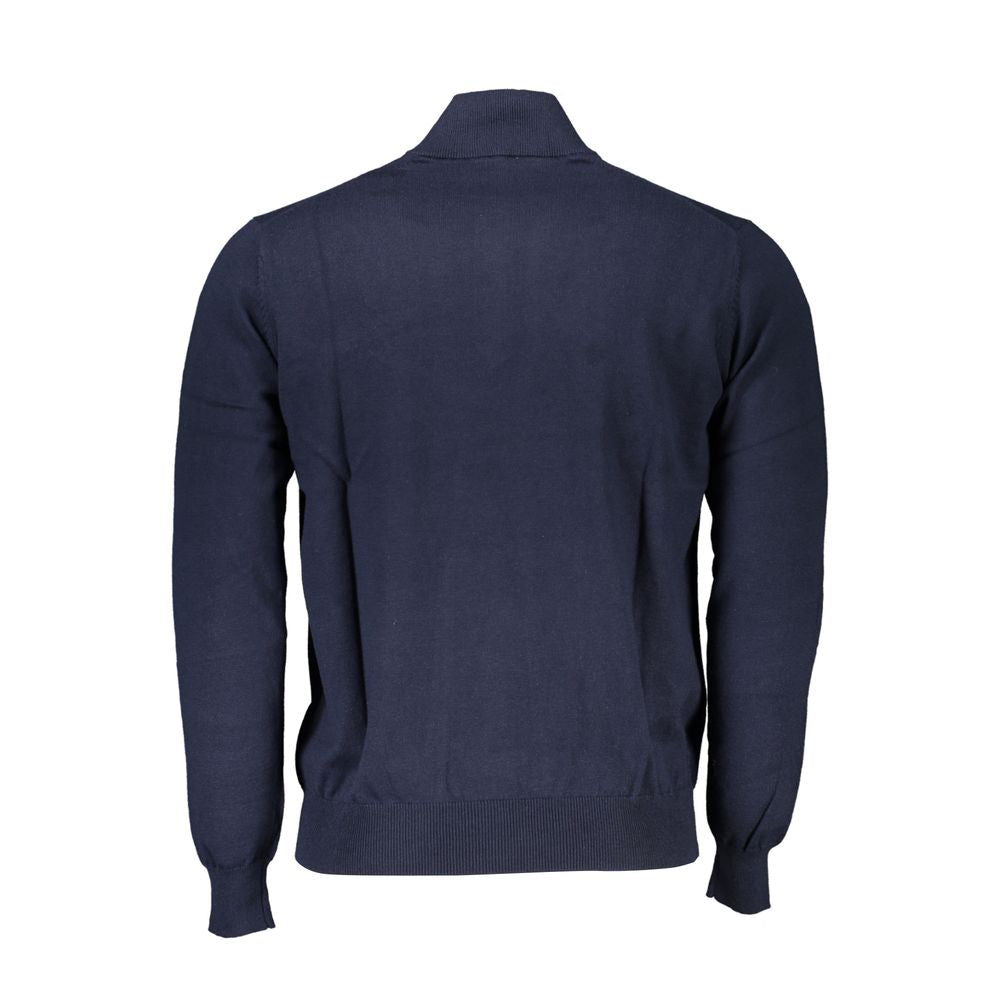 Harmont & Blaine Chic Half-Zip Blue Sweater with Embroidery Detail Harmont & Blaine