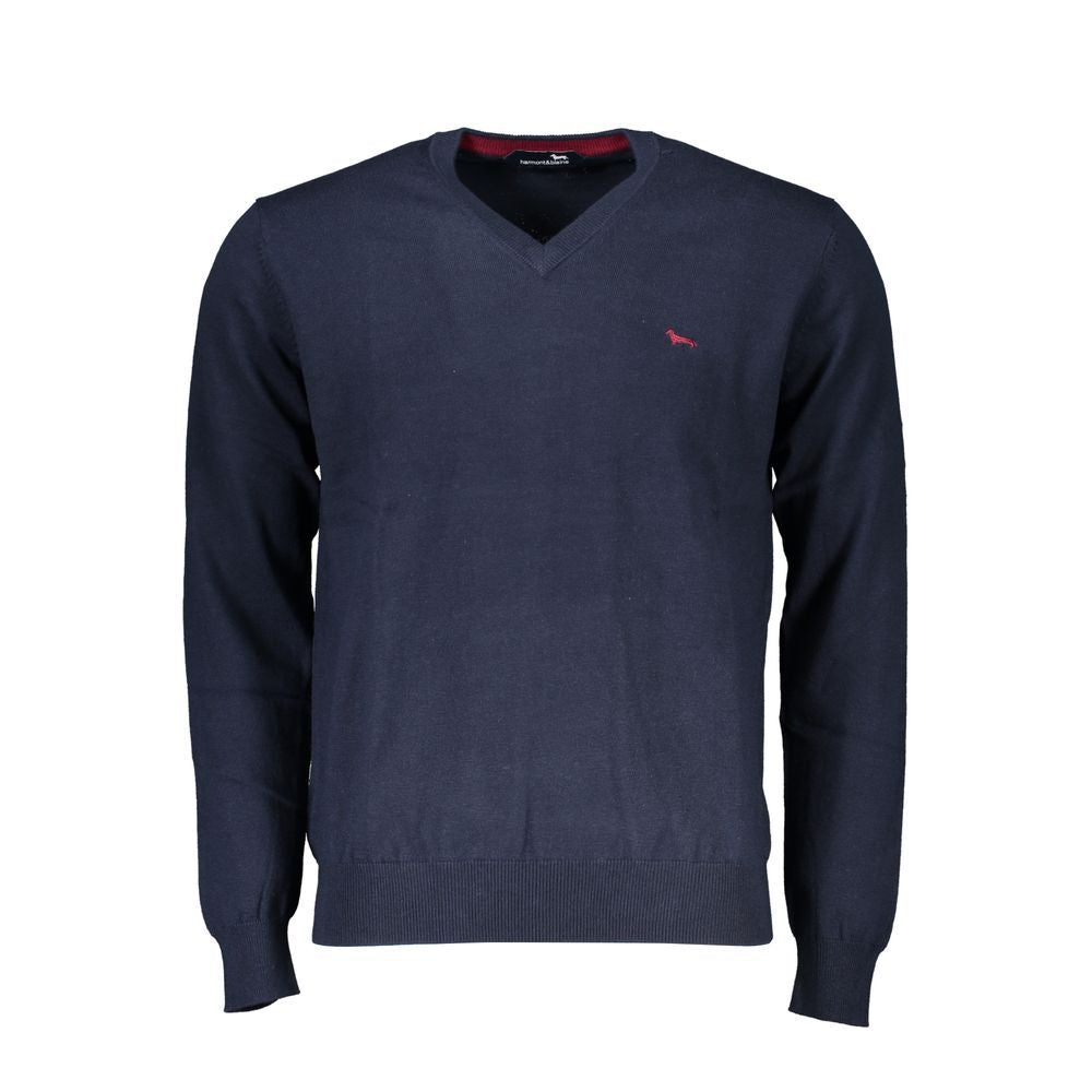 Harmont & Blaine V-Neck Embroidered Blue Sweater Harmont & Blaine