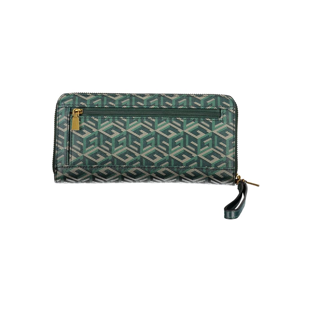 Guess Jeans Elegant Green Designer Wallet with Contrast Details Guess Jeans