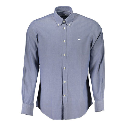 Harmont & Blaine Elegant Blue Button-Down Organic Cotton Shirt Harmont & Blaine