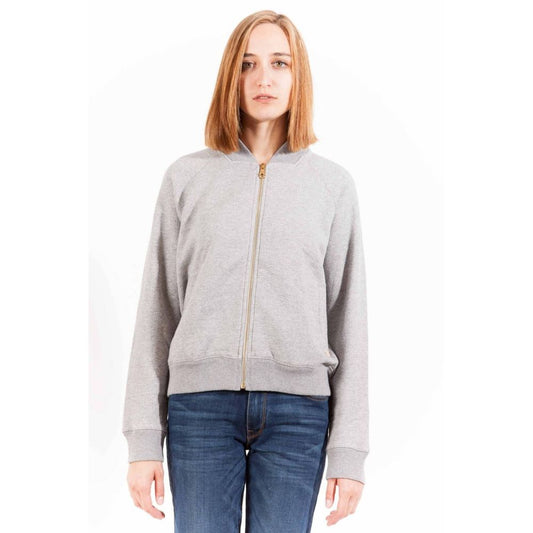 Gant Chic Gray Zippered Cotton Sweatshirt with Logo Gant