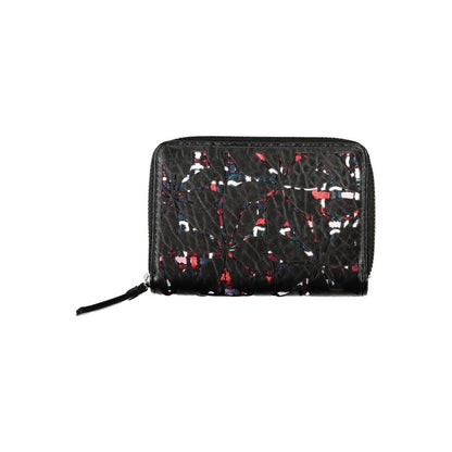 Desigual Elegant Black Zip Wallet with Contrasting Accents Desigual