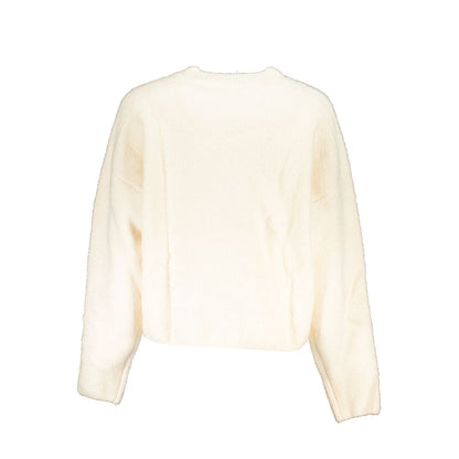 Desigual Chic White Embroidered Crew Neck Sweater Desigual