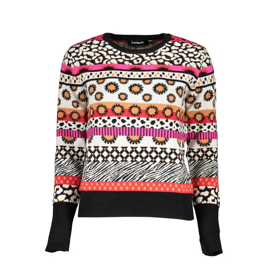 Desigual Chic Pink Contrast Crew Neck Sweater Desigual