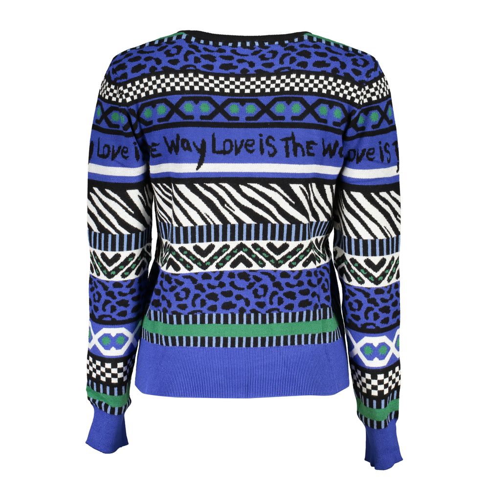 Desigual Elegant Crew Neck Sweater with Contrast Details Desigual