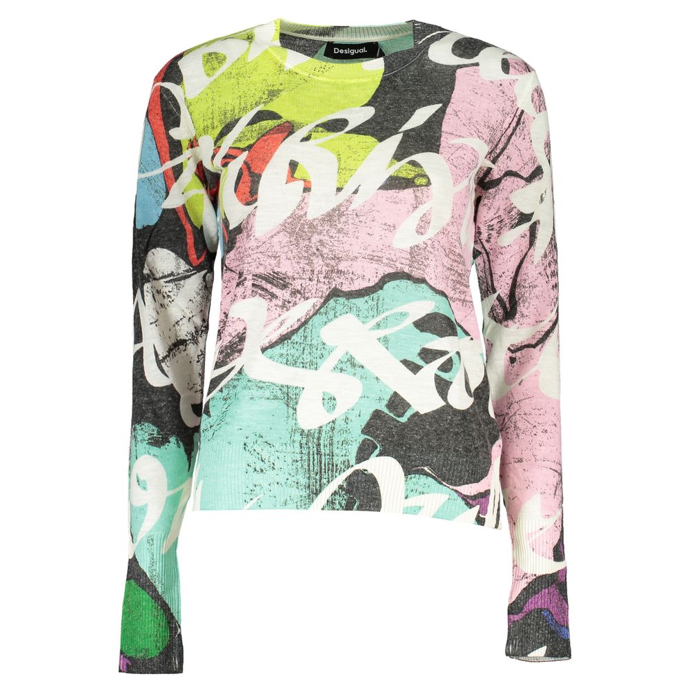 Desigual Elegant Contrast Crew Neck Sweater Desigual