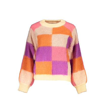 Desigual Chic Pink Contrast Crew Neck Sweater Desigual