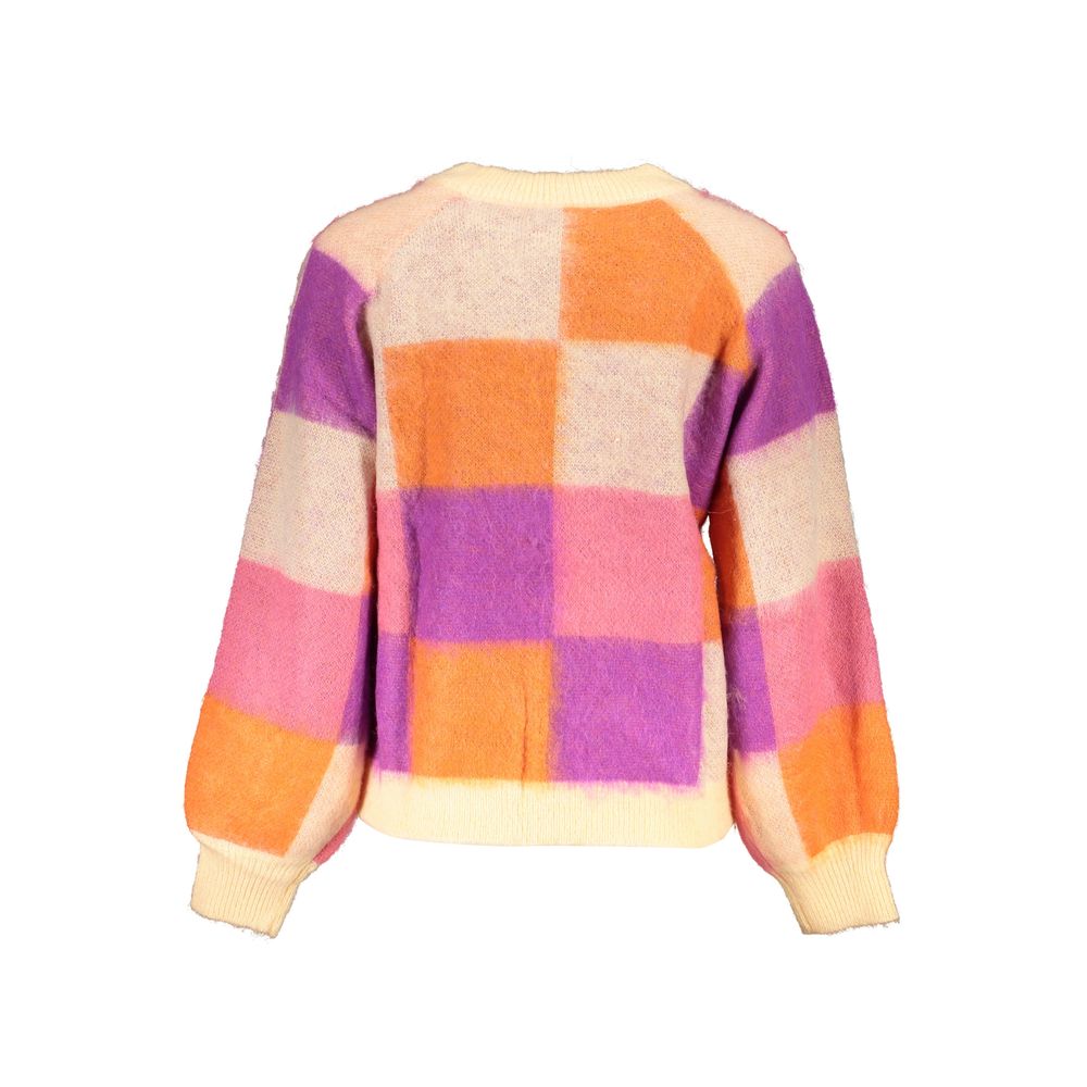 Desigual Chic Pink Contrast Crew Neck Sweater Desigual