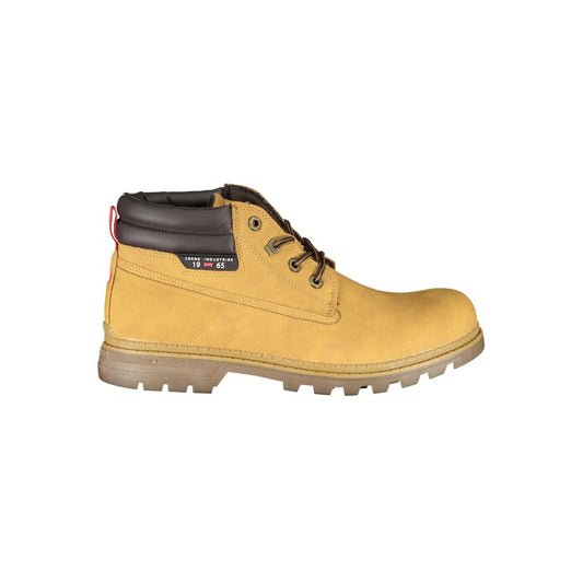 Carrera Chic Yellow Lace-Up Boots with Contrast Details Carrera