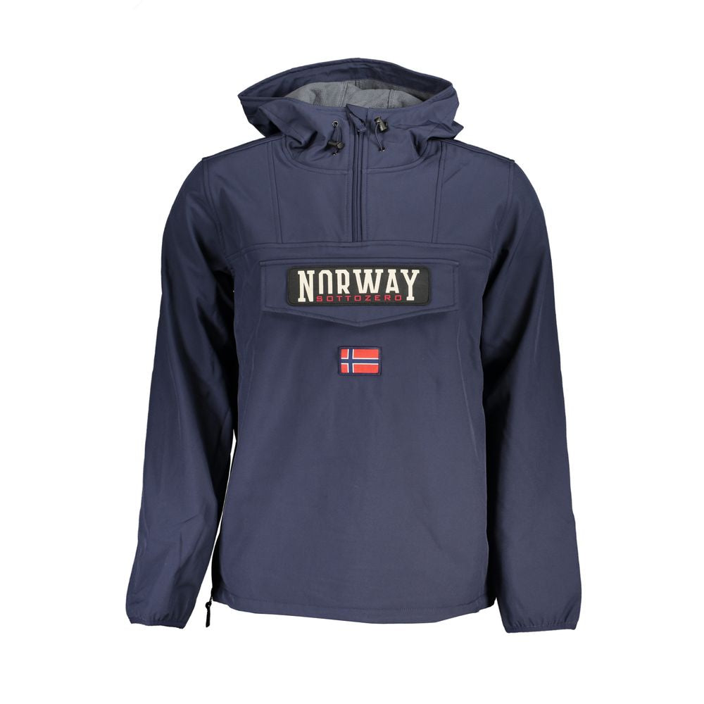 Norway 1963 Sleek Soft Shell Hooded Jacket in Bold Blue Norway 1963