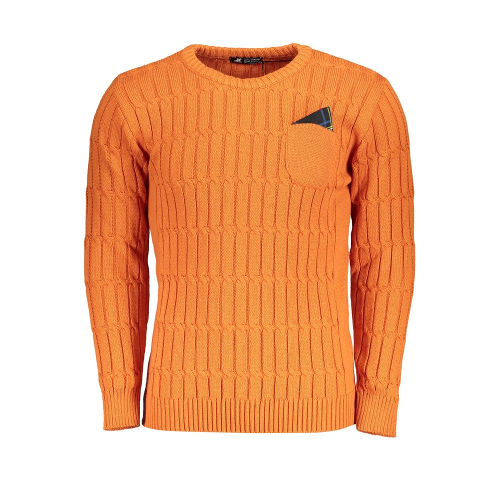 U.S. Grand Polo Twisted Crew Neck Orange Sweater U.S. Grand Polo