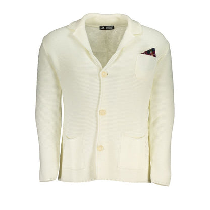 U.S. Grand Polo Elegant White Cardigan With Logo Detail U.S. Grand Polo