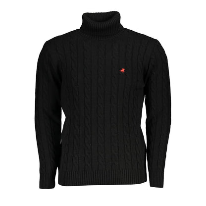 U.S. Grand Polo Elegant Black Turtleneck Twisted Sweater U.S. Grand Polo