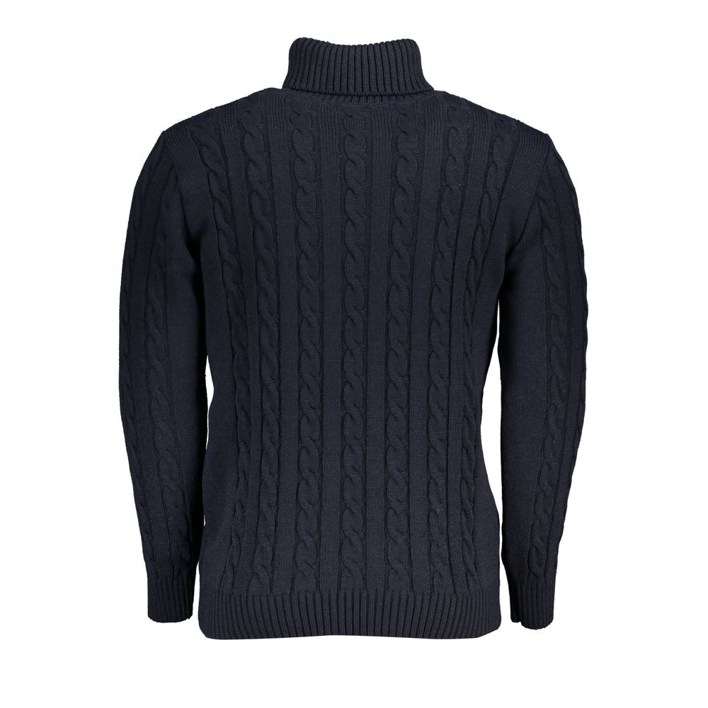 U.S. Grand Polo Elegant Turtleneck Twisted Sweater in Blue U.S. Grand Polo