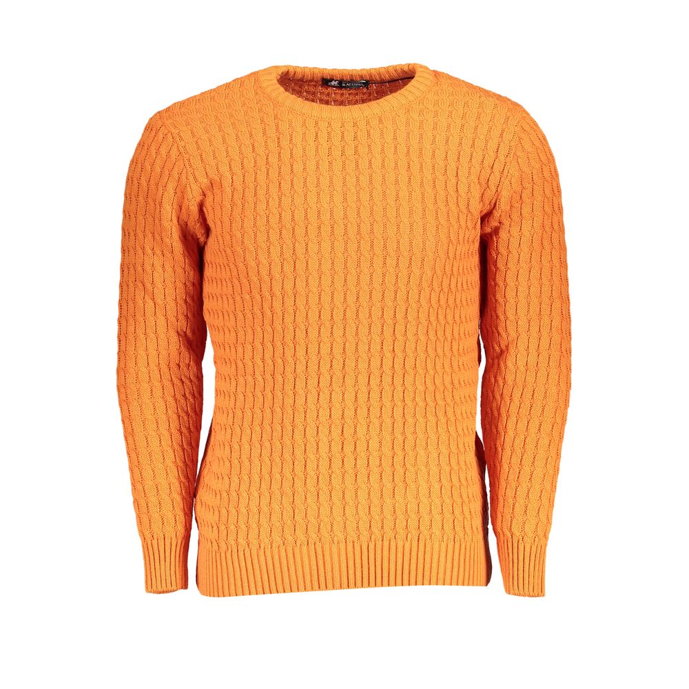 U.S. Grand Polo Elegant Twisted Crew Neck Orange Sweater U.S. Grand Polo