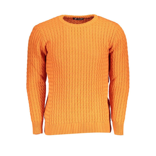 U.S. Grand Polo Elegant Twisted Crew Neck Orange Sweater U.S. Grand Polo