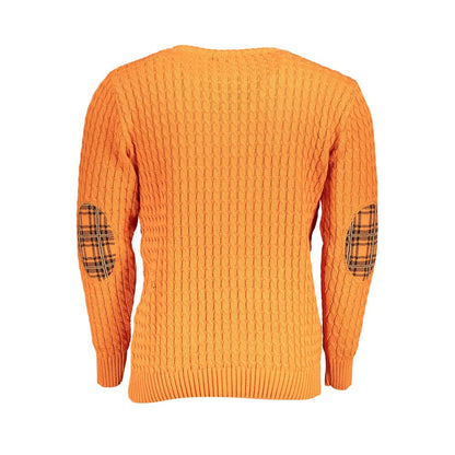 U.S. Grand Polo Elegant Twisted Crew Neck Orange Sweater U.S. Grand Polo