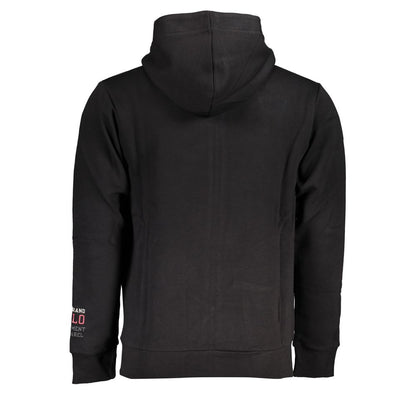 U.S. Grand Polo Sleek Black Fleece Hooded Sweatshirt U.S. Grand Polo