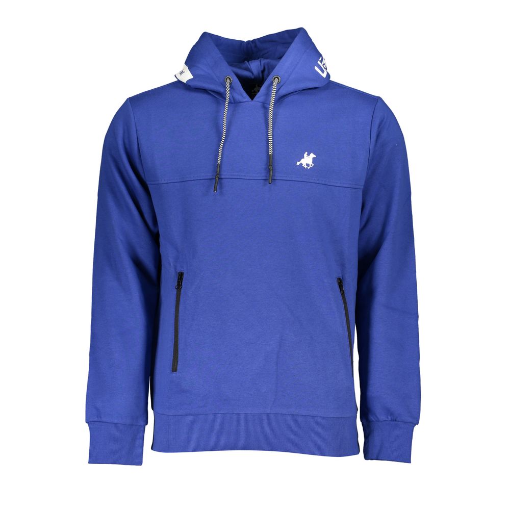 U.S. Grand Polo Chic Blue Hooded Fleece Sweatshirt with Logo Detail U.S. Grand Polo