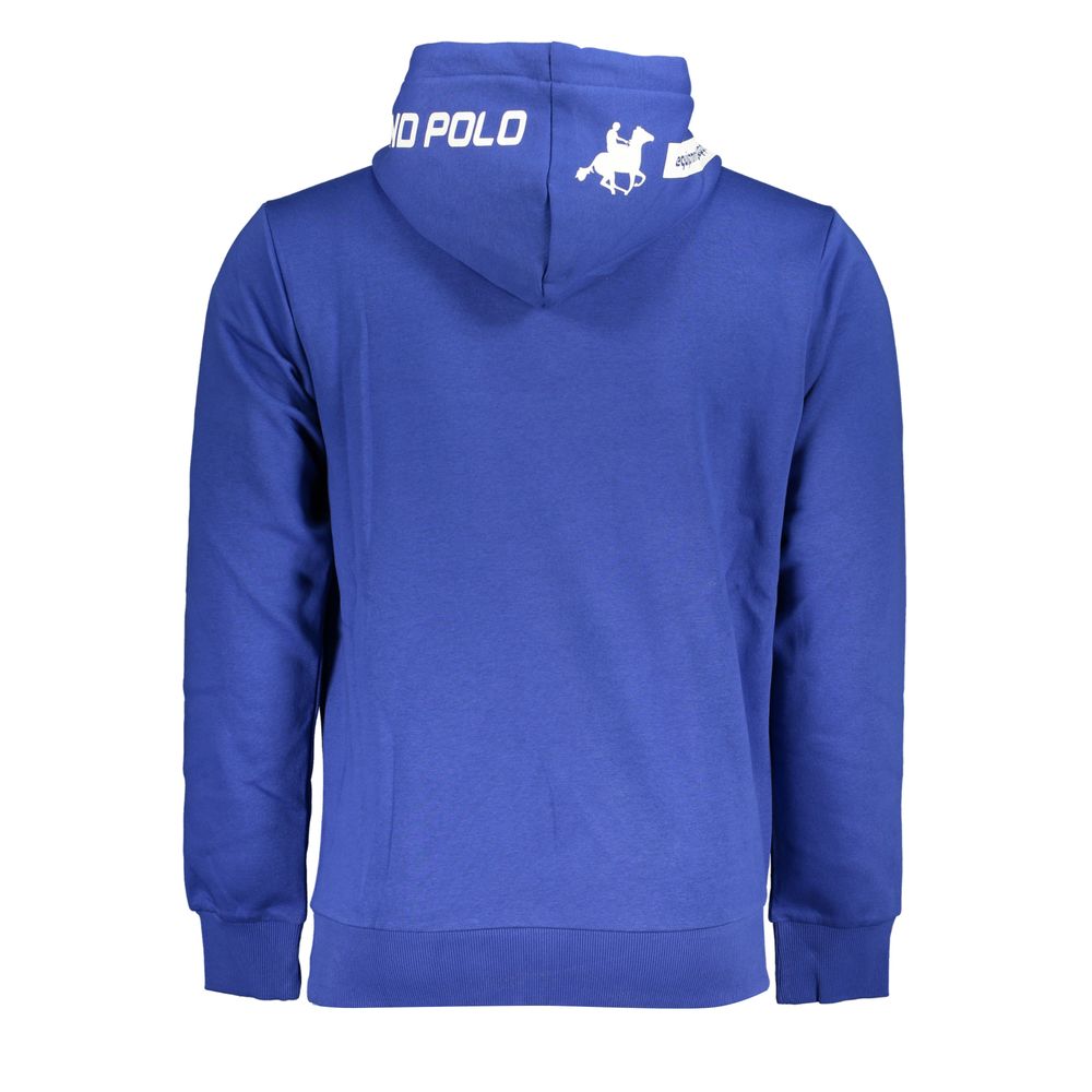 U.S. Grand Polo Chic Blue Hooded Fleece Sweatshirt with Logo Detail U.S. Grand Polo