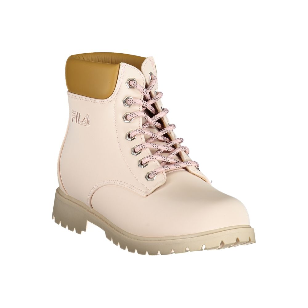 Fila Chic Pink Lace-Up Boots with Embroidery Details Fila