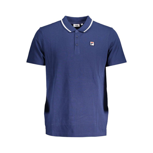 Fila Classic Blue Cotton Polo with Contrast Details Fila