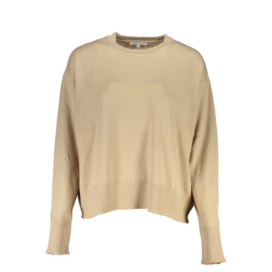 Patrizia Pepe Chic Beige Crew Neck Sweater with Contrast Details Patrizia Pepe