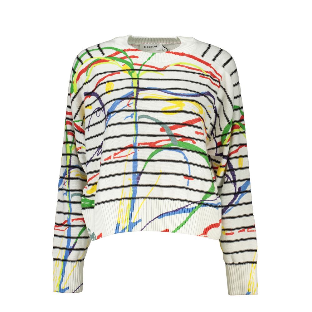 Desigual Chic Contrast Detail Crew Neck Sweater Desigual