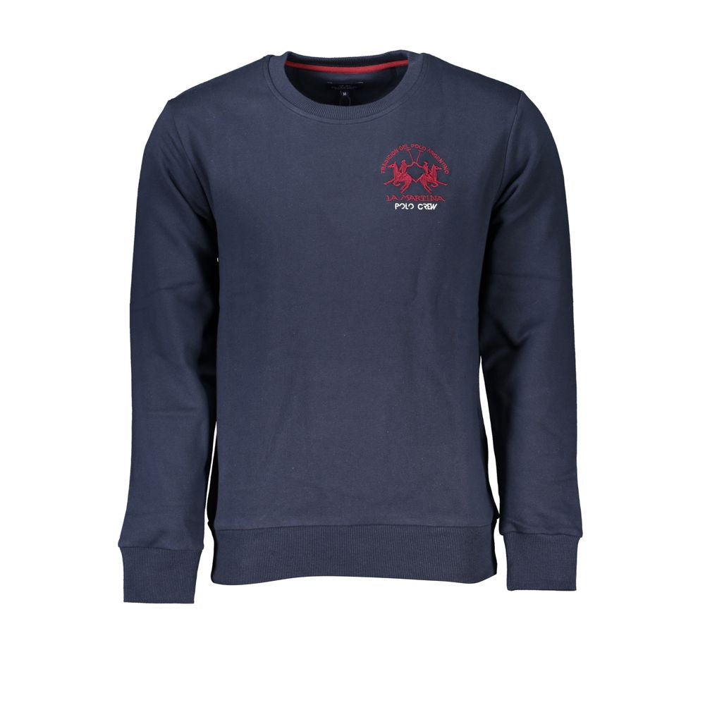 La Martina Chic Blue Crew Neck Embroidered Sweatshirt La Martina