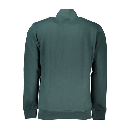 La Martina Elegant Green Fleece Sweatshirt with Embroidery La Martina