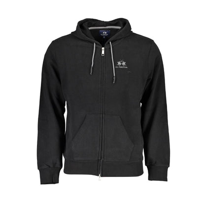 La Martina Sleek Hooded Cotton Sweatshirt in Black La Martina