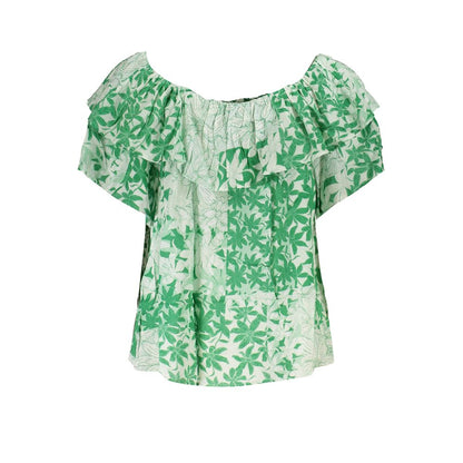 Desigual Green Boho Chic Patterned Tee with Logo Desigual