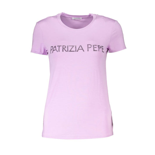 Patrizia Pepe Purple Rhinestone Crew Neck Tee Patrizia Pepe