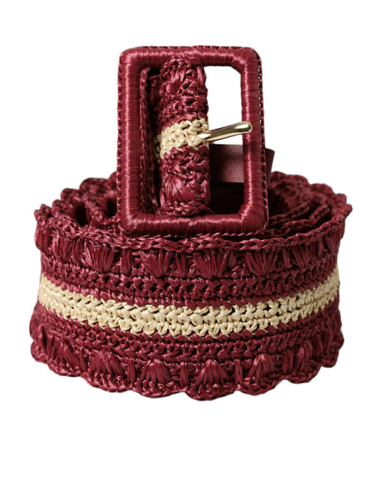 Dolce & Gabbana Maroon Elegance Canvas Waist Belt Dolce & Gabbana