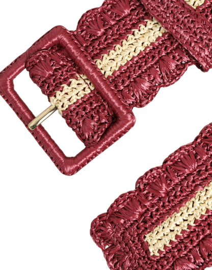 Dolce & Gabbana Maroon Elegance Canvas Waist Belt Dolce & Gabbana